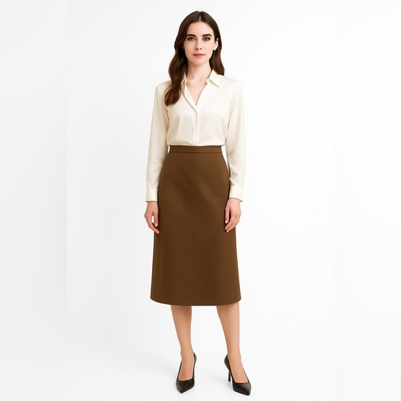 Vintage The Villager 100% Wool Tweed Brown Skirt - Picture 9 of 15